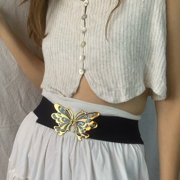 Vintage butterfly stretchy belt - Picture 2 of 11